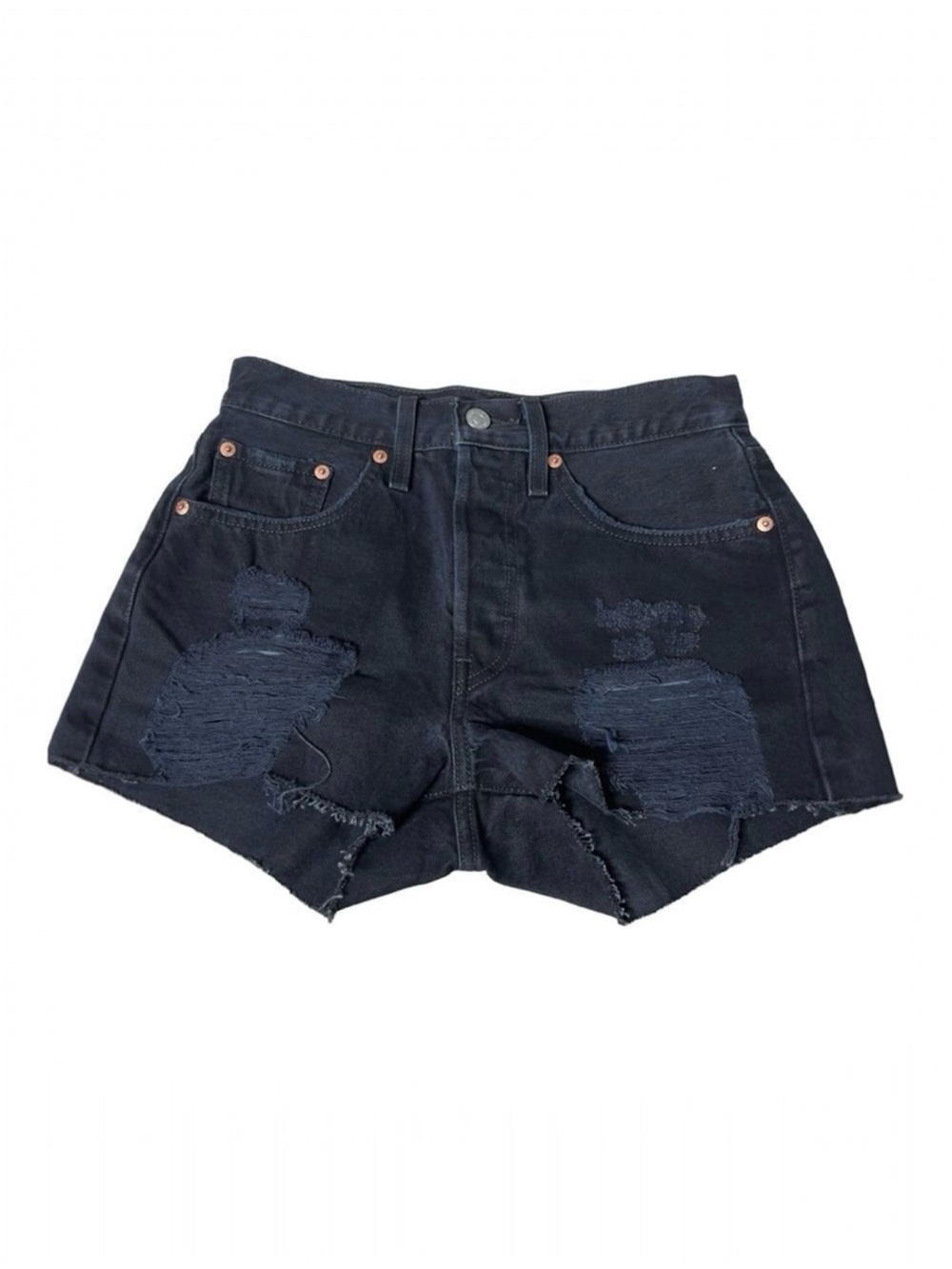 Levi’s Women’s 501 Black Distressed Ripped Raw Hem Jean Shorts Size 26